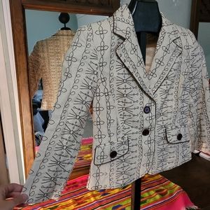 Embroidered Light Neutral Blazer